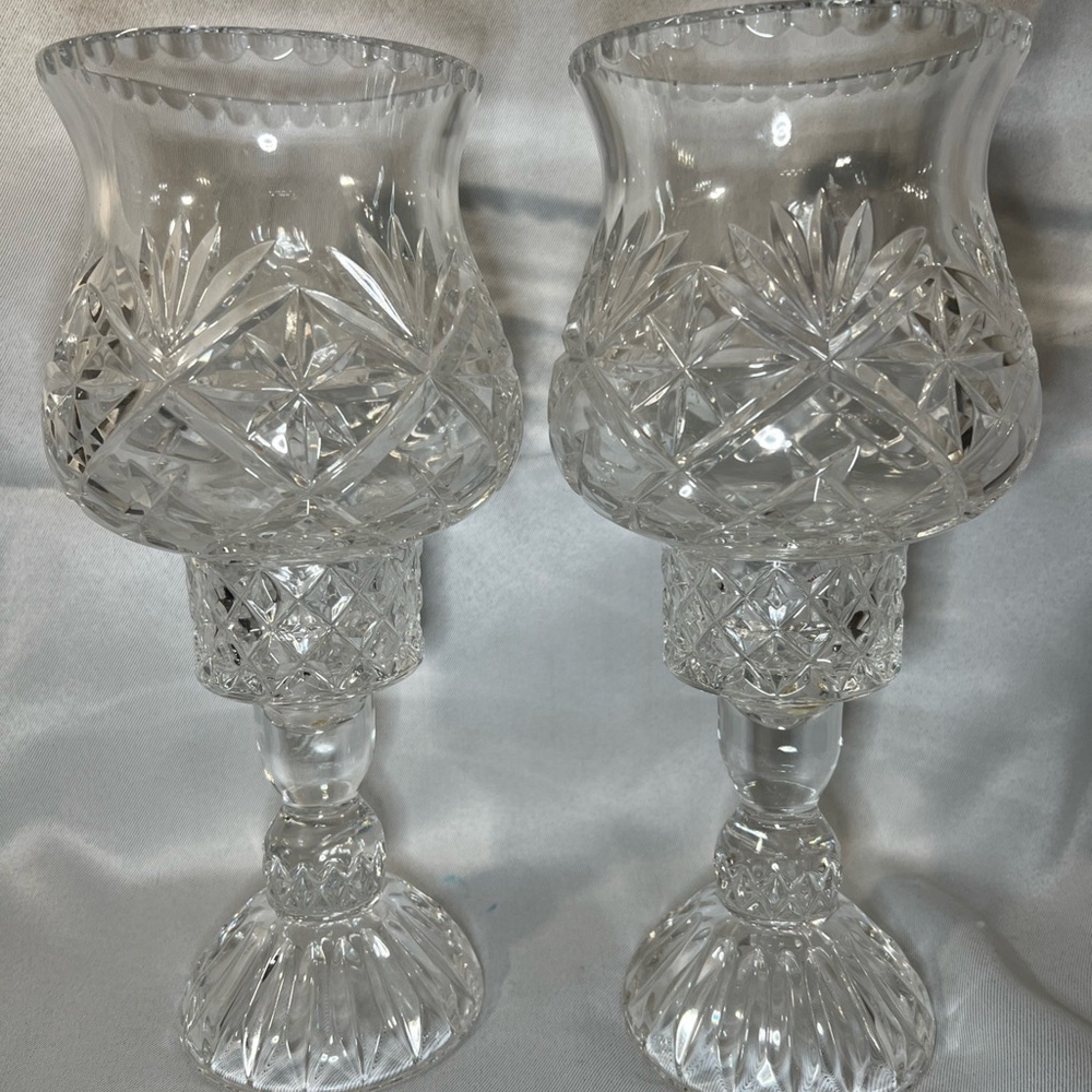 Elegant Crystal hurricane Candle Holders vintage - Picture 13 of 16